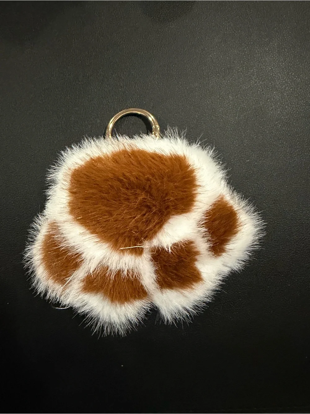 Plush Paw Keychain Card & Key Holder in White and Brown